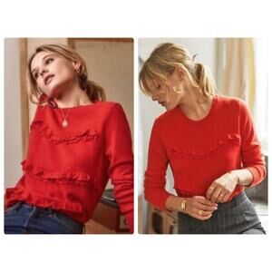 Sezane Andreas Wool Cashmere Ruffle Sweater Crewneck Women size Small